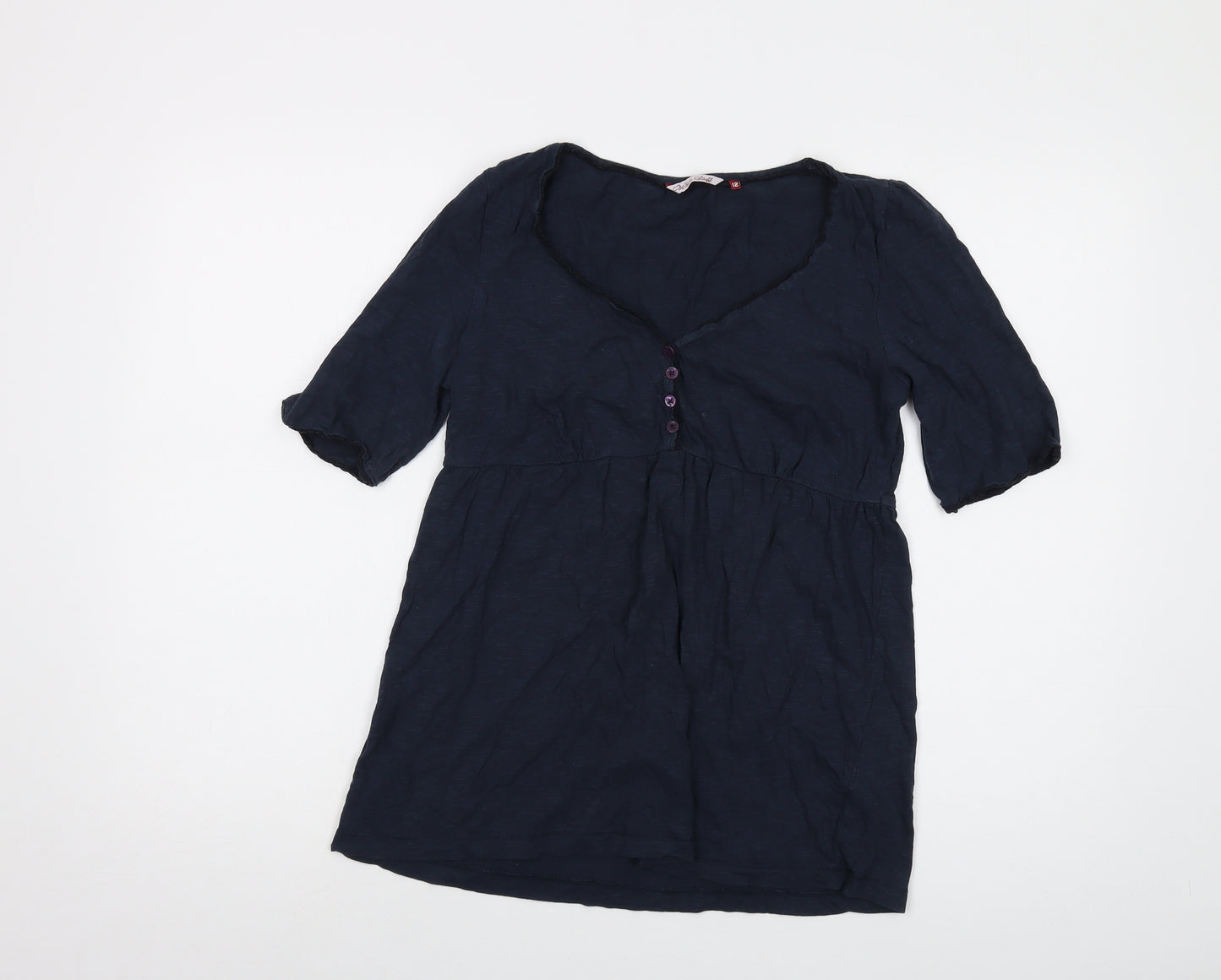 White Stuff Womens Blue Cotton Basic T-Shirt Size 12 Round Neck