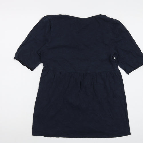 White Stuff Womens Blue Cotton Basic T-Shirt Size 12 Round Neck