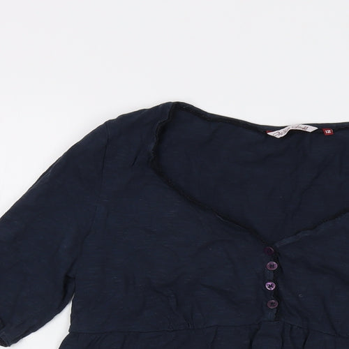 White Stuff Womens Blue Cotton Basic T-Shirt Size 12 Round Neck