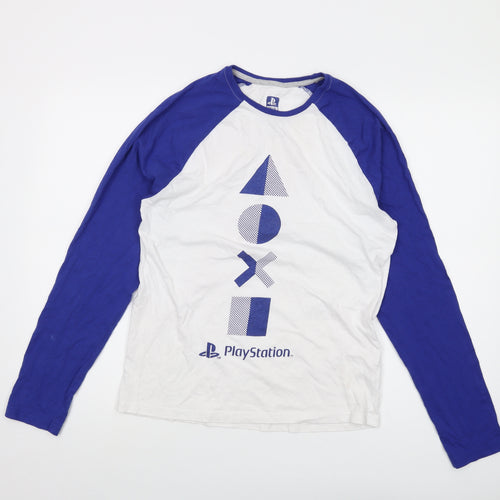 PlayStation Mens White Cotton T-Shirt Size S Crew Neck