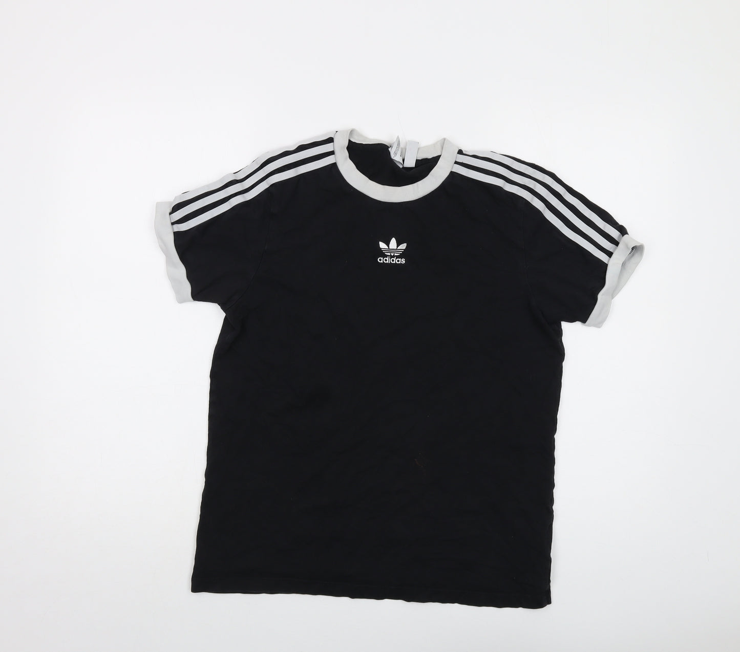 adidas Womens Black Cotton Basic T-Shirt Size 10 Crew Neck
