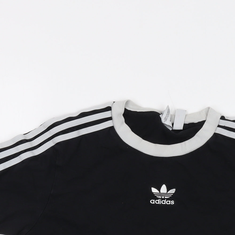 adidas Womens Black Cotton Basic T-Shirt Size 10 Crew Neck