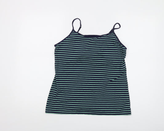 Gap Womens Blue Striped Cotton Basic Tank Size L Square Neck