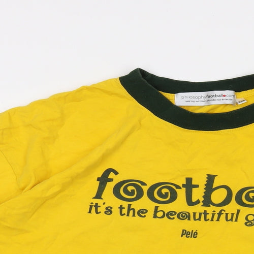 Pele Mens Yellow Cotton T-Shirt Size 2XL Crew Neck