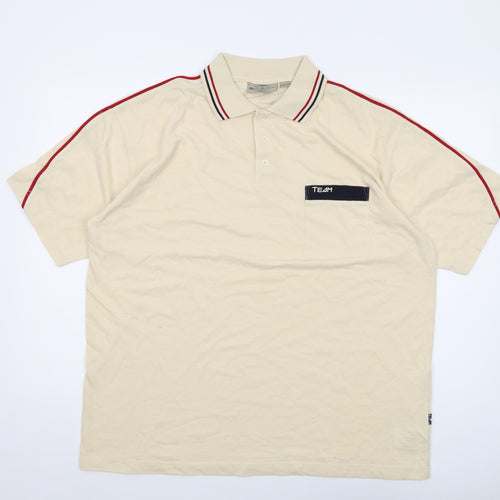 Mauro Gesandro Mens Beige Cotton Polo Size L Collared Button