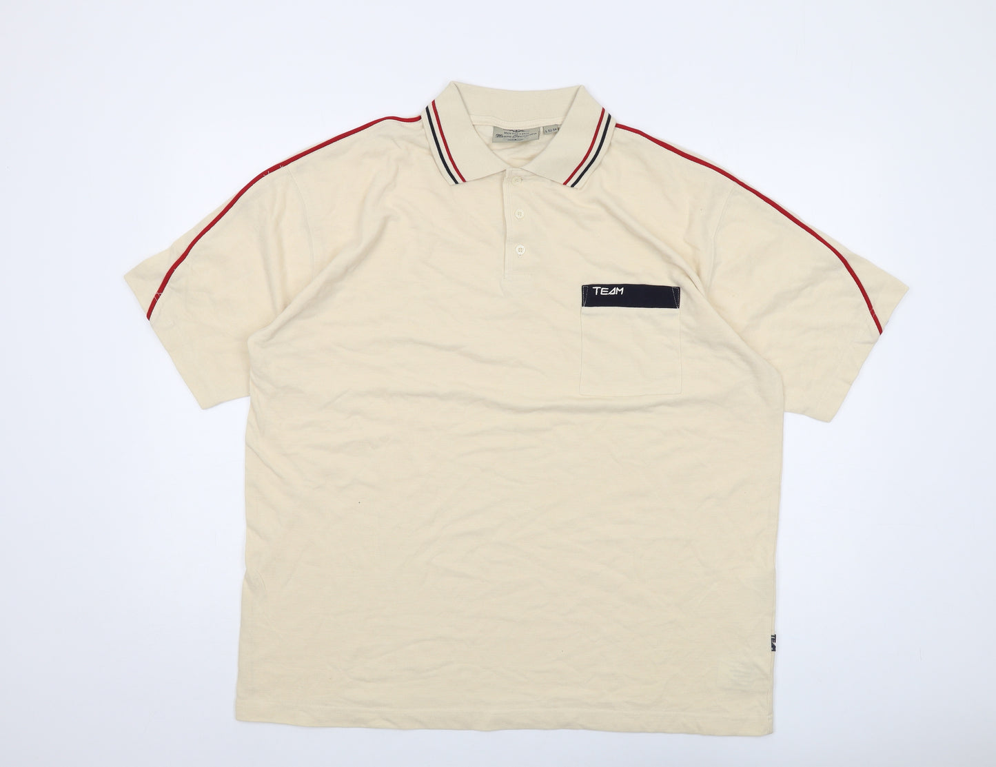 Mauro Gesandro Mens Beige Cotton Polo Size L Collared Button