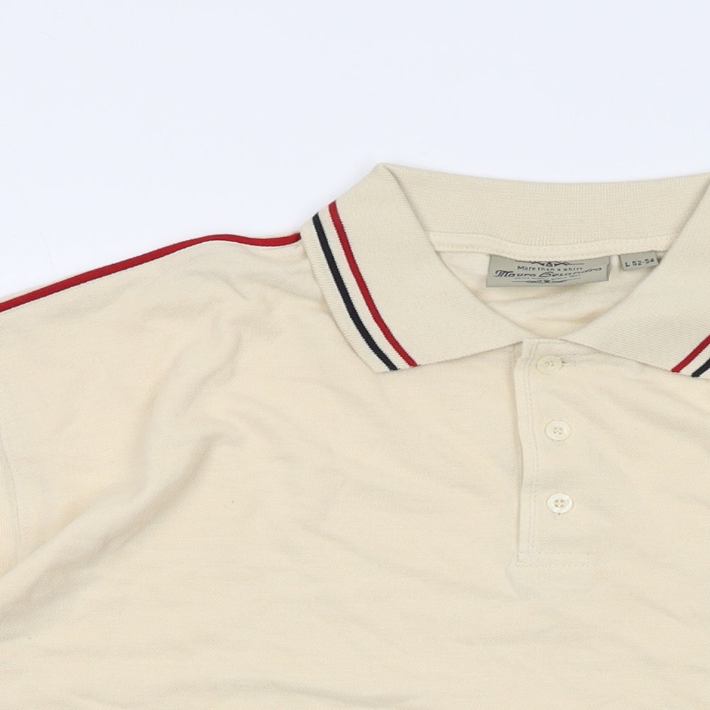 Mauro Gesandro Mens Beige Cotton Polo Size L Collared Button