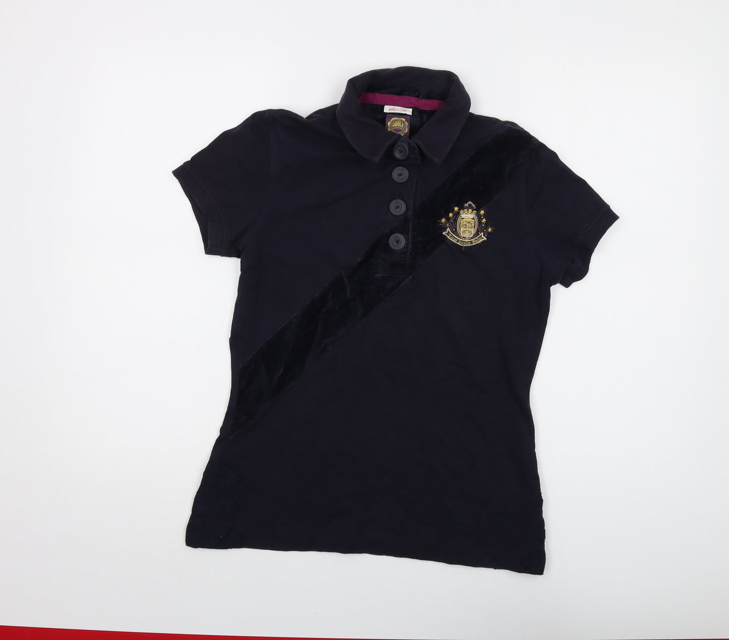 Joules Womens Blue Cotton Basic Polo Size 12 Collared