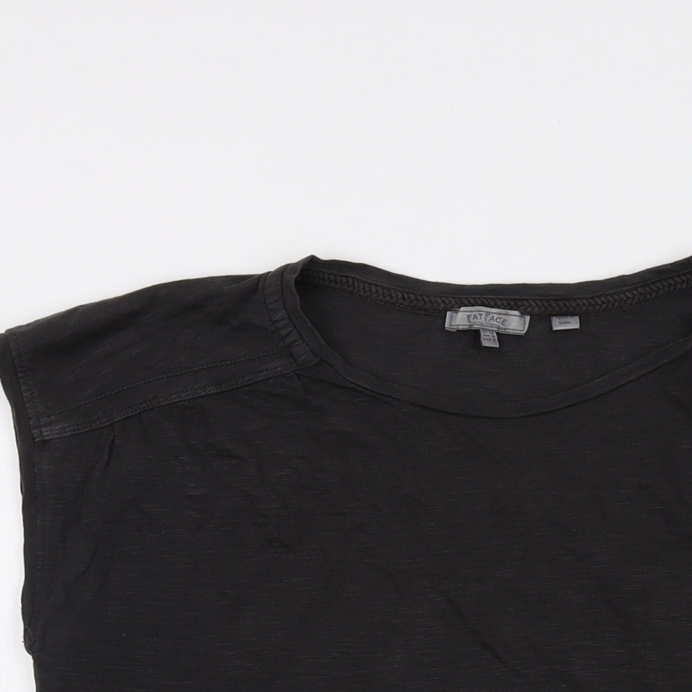Fat Face Womens Grey Cotton Basic T-Shirt Size 10 Crew Neck