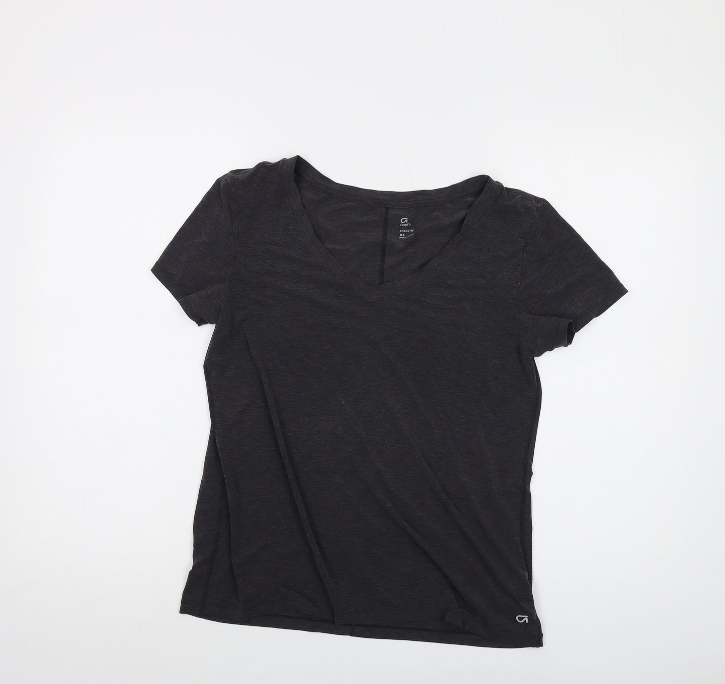 Gap Womens Grey Polyester Basic T-Shirt Size XS V-Neck Pullover