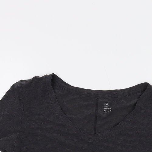Gap Womens Grey Polyester Basic T-Shirt Size XS V-Neck Pullover
