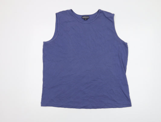 Lands' End Womens Blue Cotton Basic Tank Size XL Round Neck