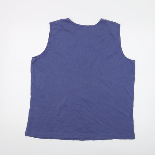 Lands' End Womens Blue Cotton Basic Tank Size XL Round Neck