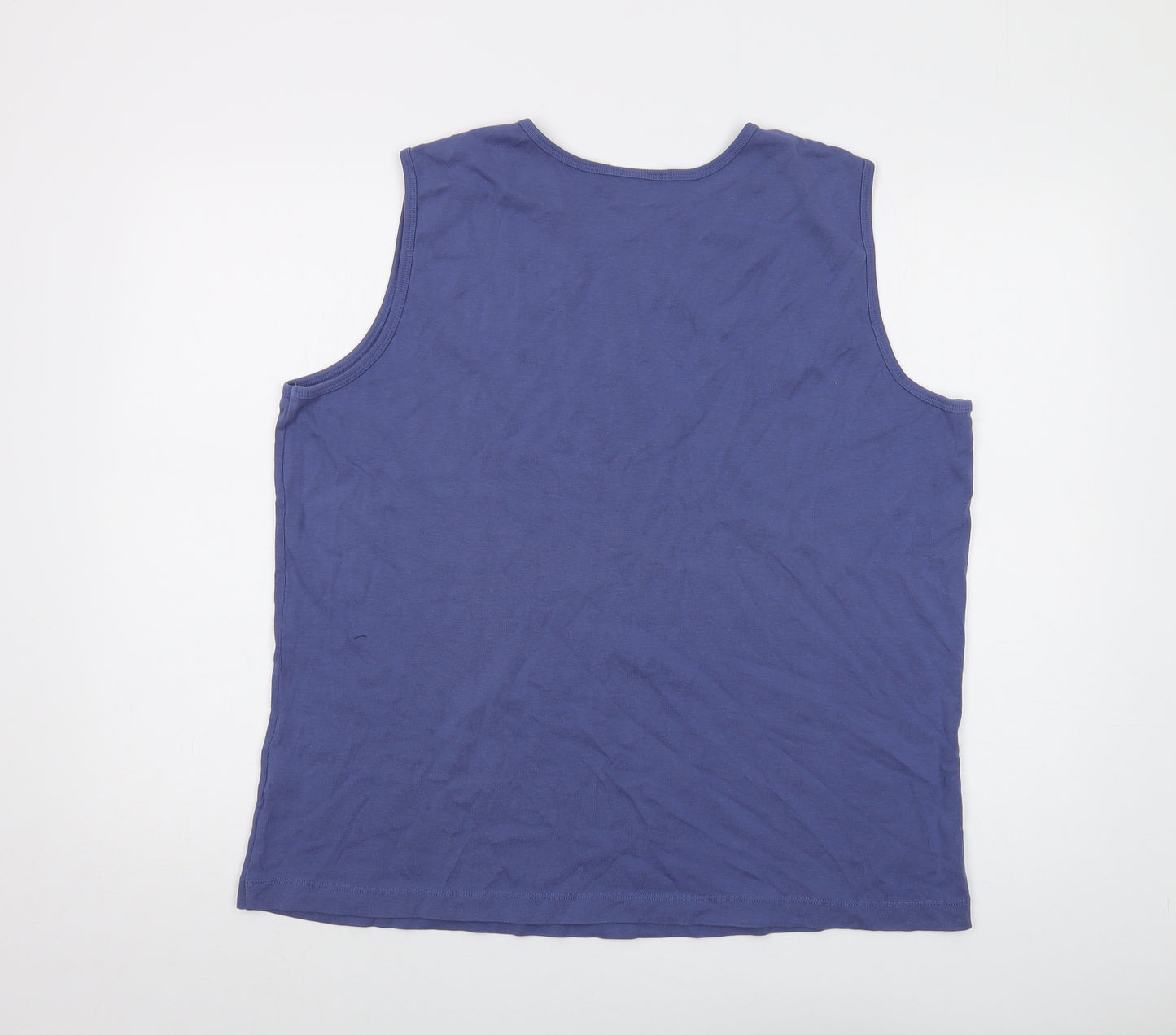 Lands' End Womens Blue Cotton Basic Tank Size XL Round Neck