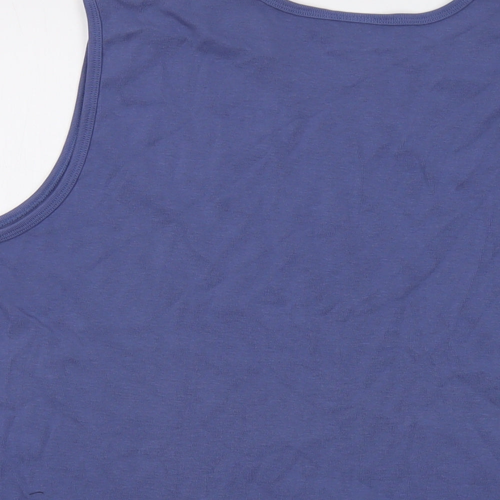 Lands' End Womens Blue Cotton Basic Tank Size XL Round Neck