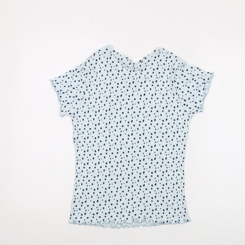 Disney Womens Blue Geometric Viscose Basic T-Shirt Size 8 Crew Neck - 101 Dalmatians