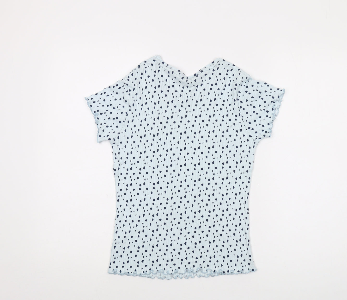 Disney Womens Blue Geometric Viscose Basic T-Shirt Size 8 Crew Neck - 101 Dalmatians