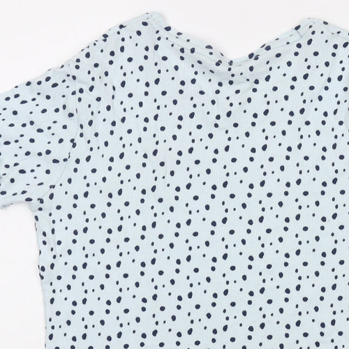 Disney Womens Blue Geometric Viscose Basic T-Shirt Size 8 Crew Neck - 101 Dalmatians