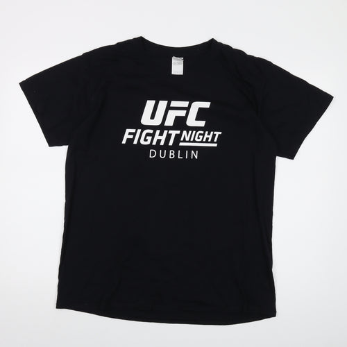 YFC Mens Black Cotton T-Shirt Size L Crew Neck