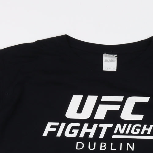 YFC Mens Black Cotton T-Shirt Size L Crew Neck