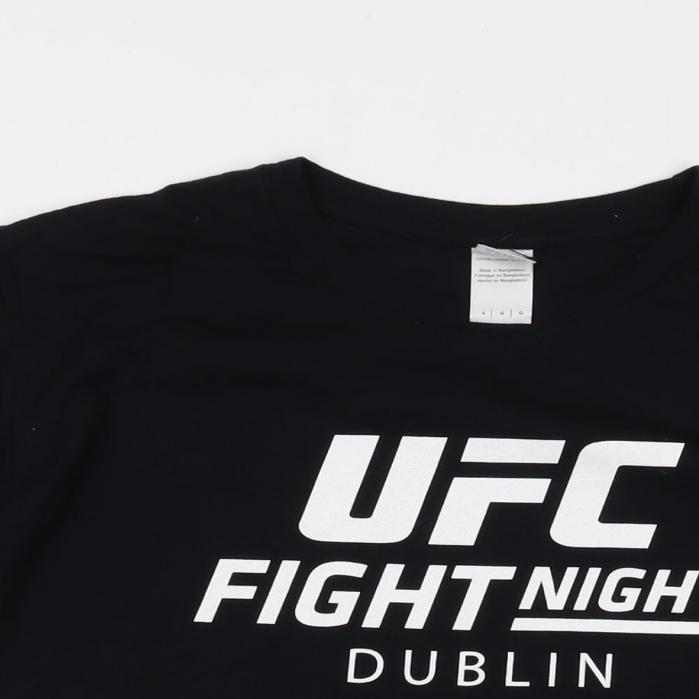 YFC Mens Black Cotton T-Shirt Size L Crew Neck