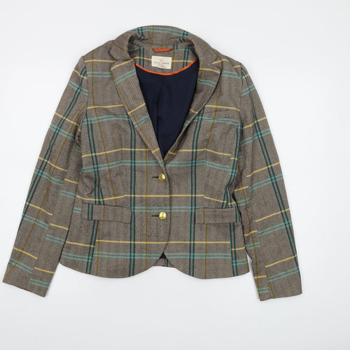 Holly & Whyte Womens Beige Plaid Jacket Size 14 Button