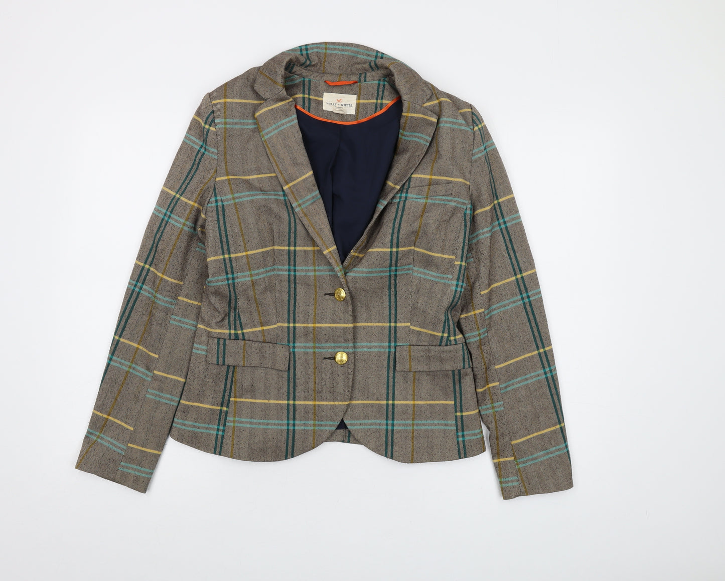 Holly & Whyte Womens Beige Plaid Jacket Size 14 Button