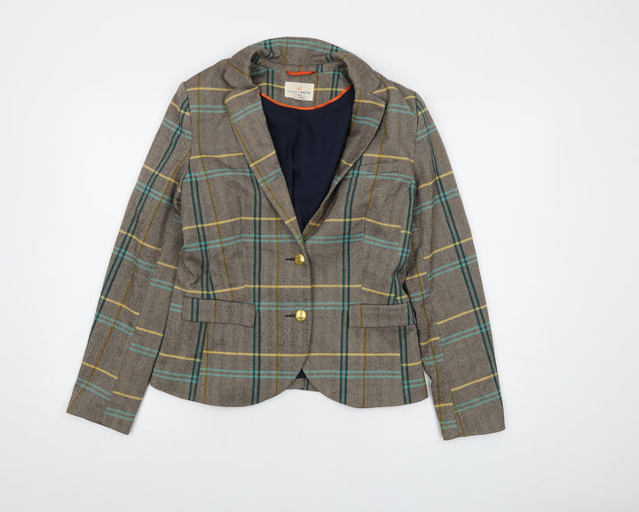 Holly & Whyte Womens Beige Plaid Jacket Size 14 Button