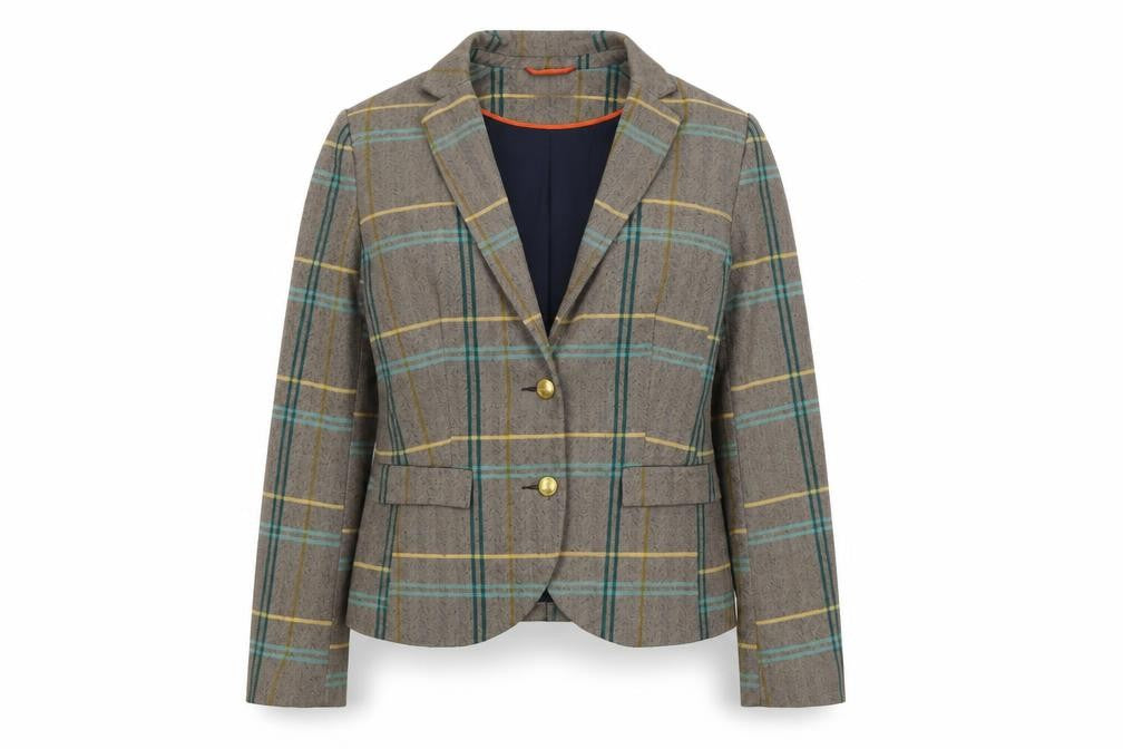Holly & Whyte Womens Beige Plaid Jacket Size 14 Button