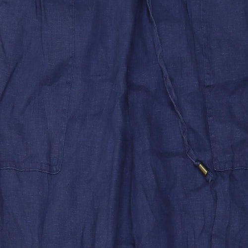 Woolovers Womens Blue Linen Trousers Size 18 L27 in Regular Drawstring