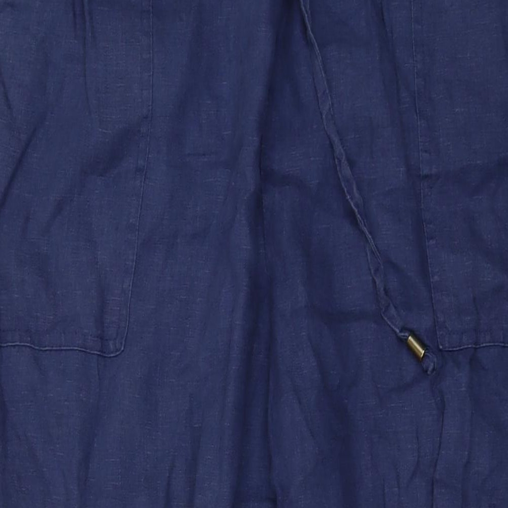 Woolovers Womens Blue Linen Trousers Size 18 L27 in Regular Drawstring