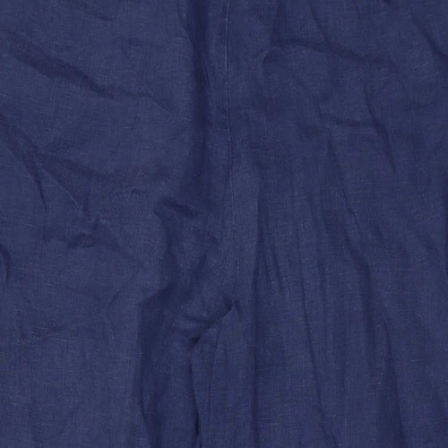 Woolovers Womens Blue Linen Trousers Size 18 L27 in Regular Drawstring