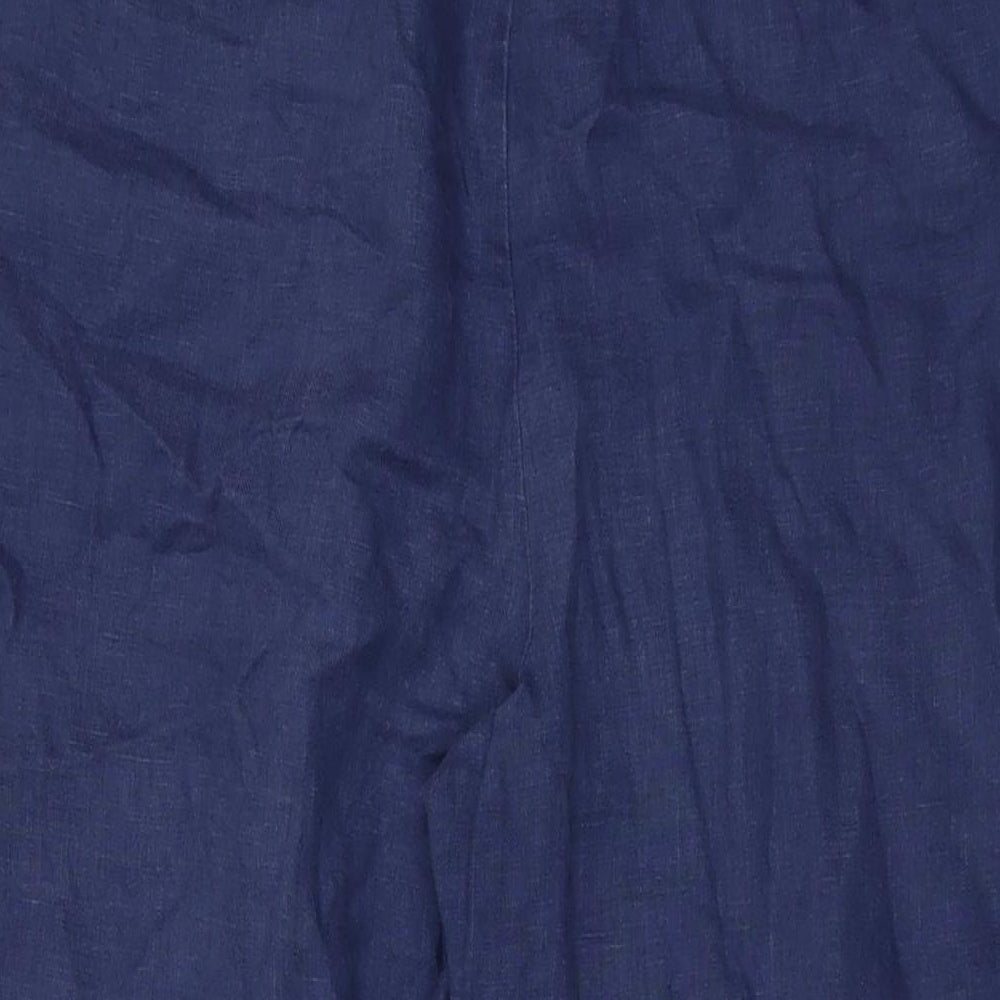 Woolovers Womens Blue Linen Trousers Size 18 L27 in Regular Drawstring