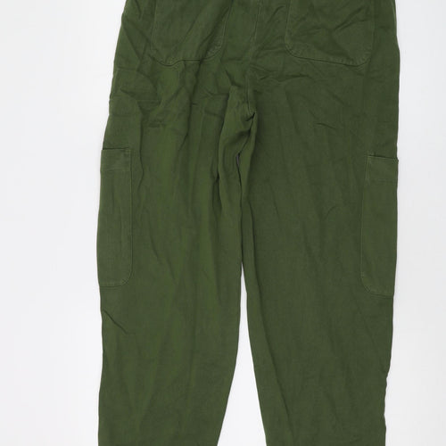 Zara Womens Green Polyester Trousers Size M L26 in Regular Button