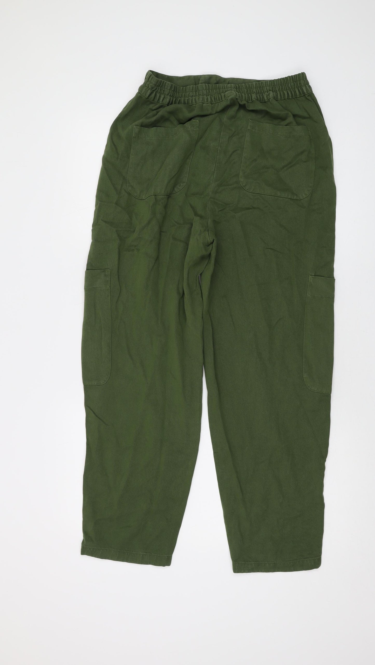 Zara Womens Green Polyester Trousers Size M L26 in Regular Button