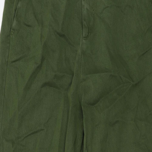 Zara Womens Green Polyester Trousers Size M L26 in Regular Button