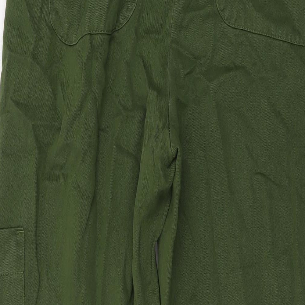 Zara Womens Green Polyester Trousers Size M L26 in Regular Button