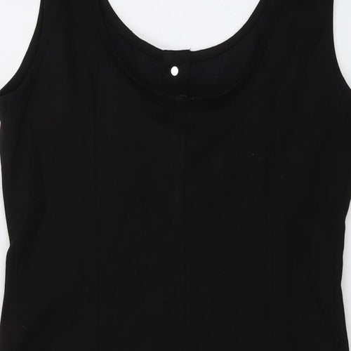 Oasis Womens Black Cotton Mini Size 12 Round Neck Button