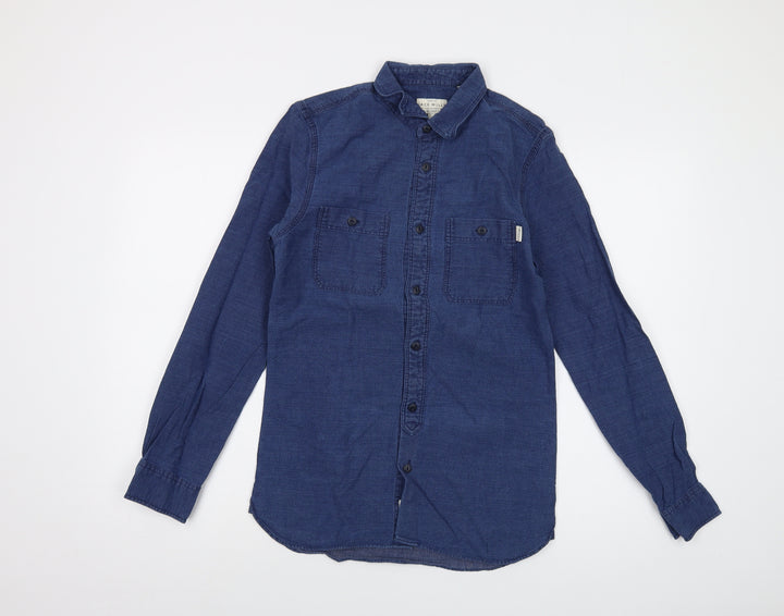 Jack Wills Mens Blue Cotton Button-Up Size XS Collared Button