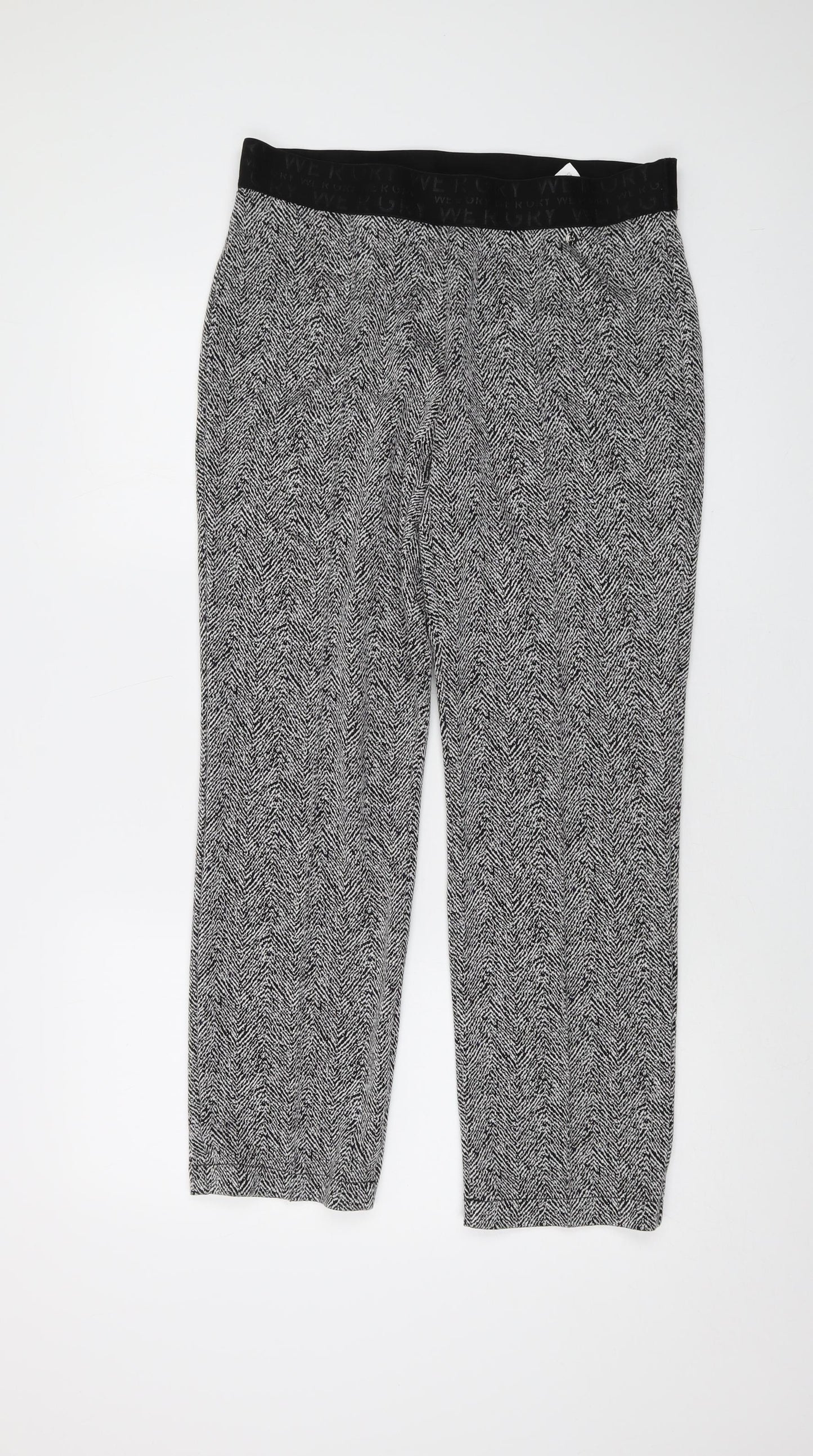 Gerry Weber Womens Black Geometric Viscose Trousers Size 14 L27 in Regular