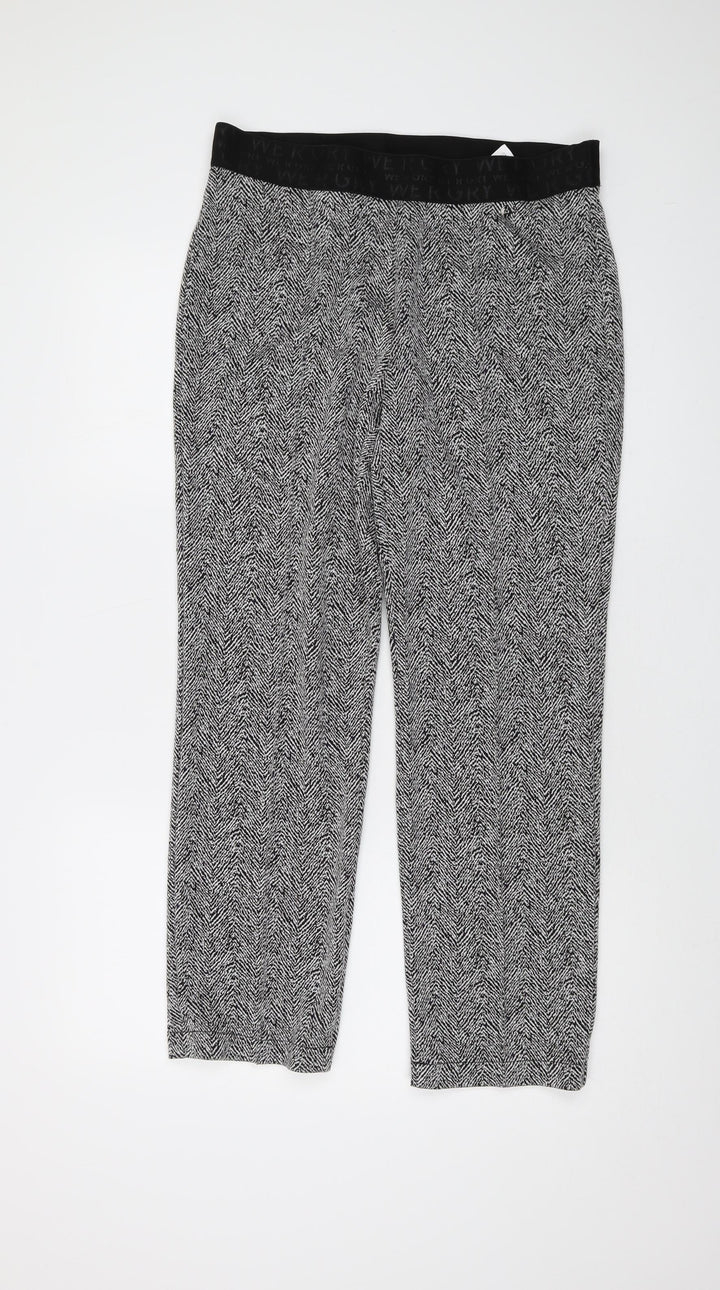 Gerry Weber Womens Black Geometric Viscose Trousers Size 14 L27 in Regular