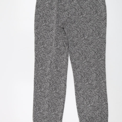 Gerry Weber Womens Black Geometric Viscose Trousers Size 14 L27 in Regular