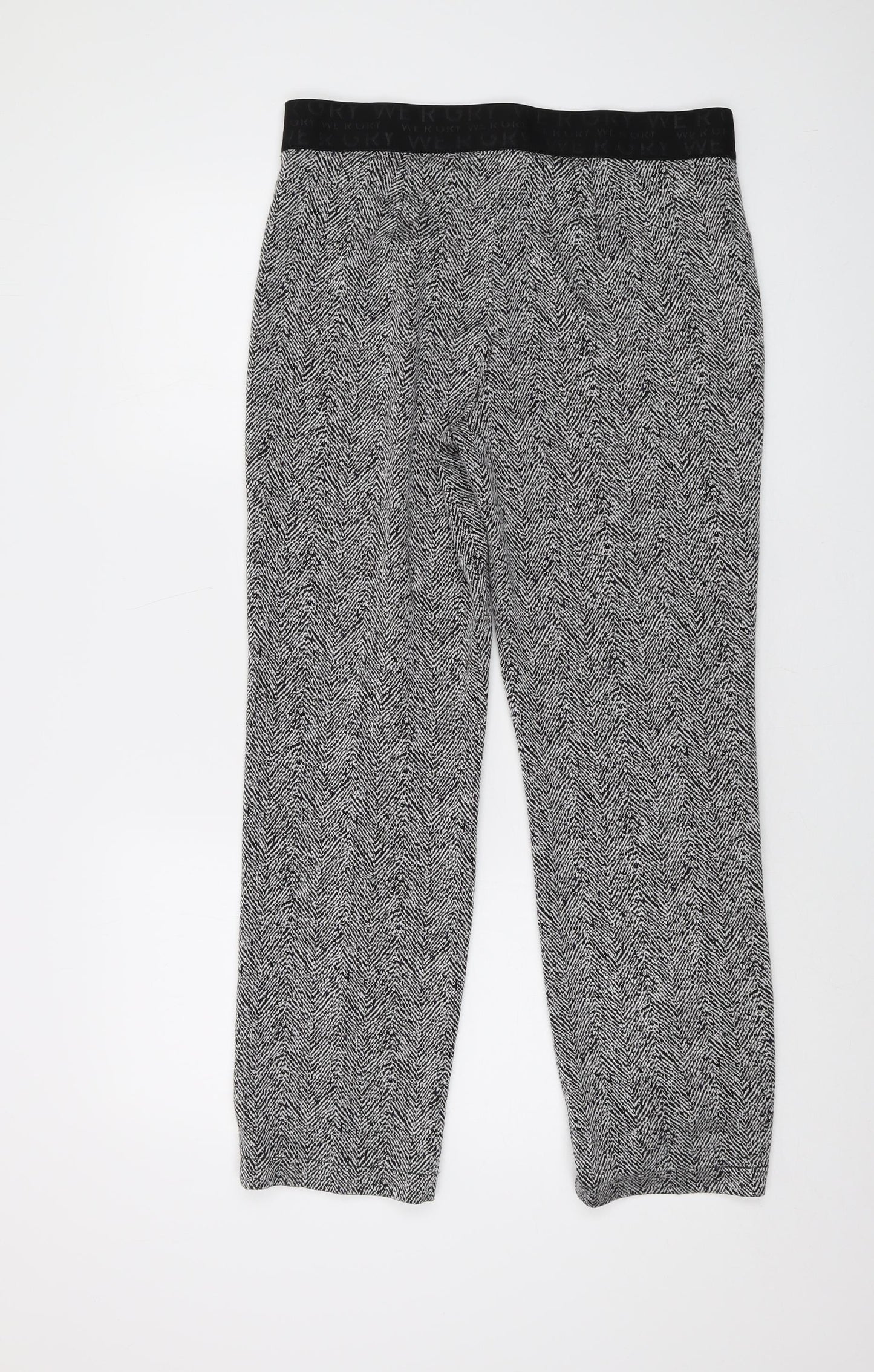 Gerry Weber Womens Black Geometric Viscose Trousers Size 14 L27 in Regular