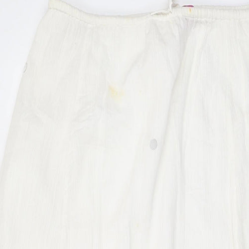 Monsoon Womens White Cotton A-Line Skirt Size 16 Drawstring