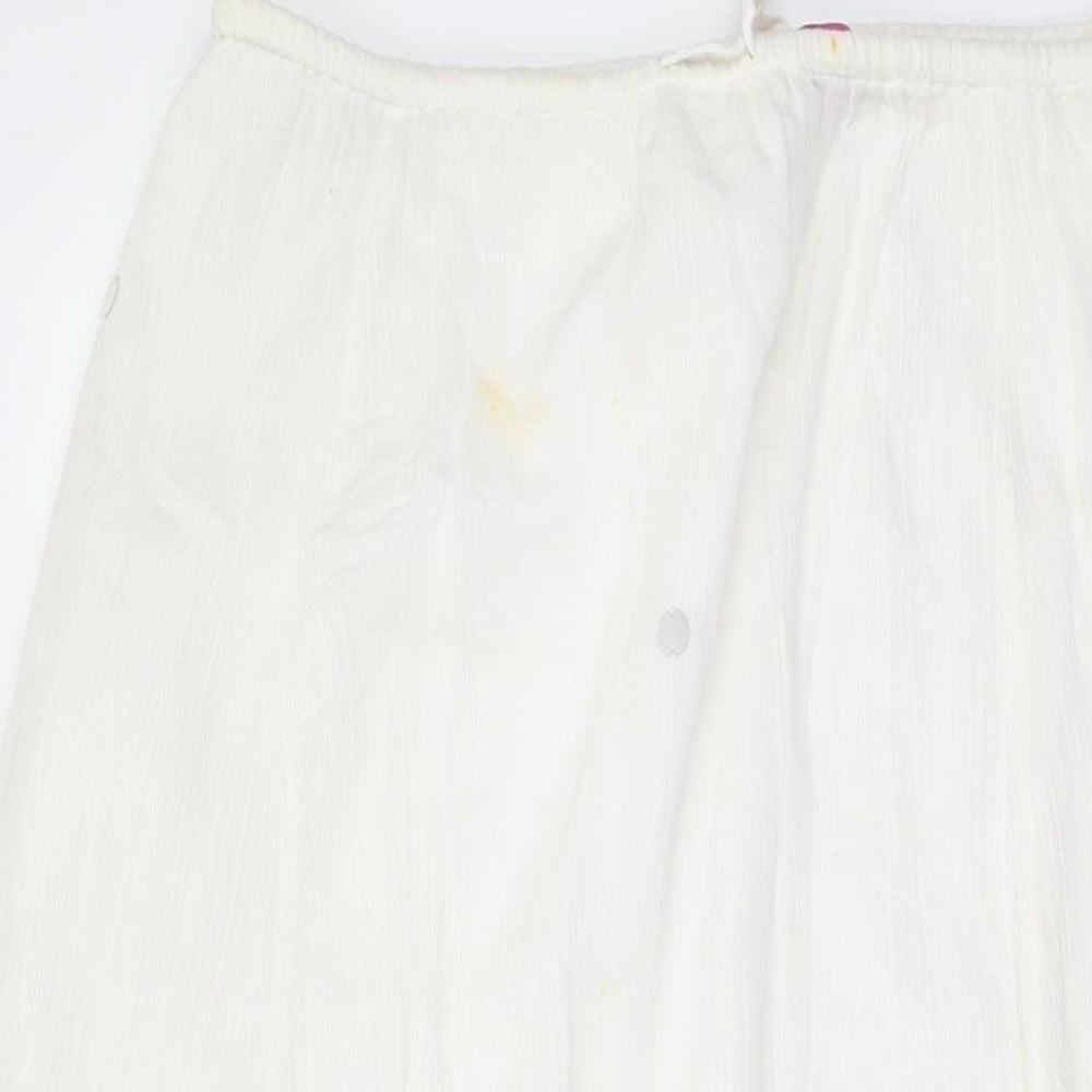 Monsoon Womens White Cotton A-Line Skirt Size 16 Drawstring