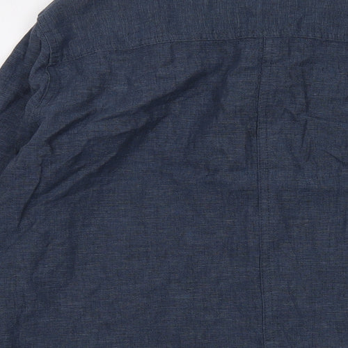 Paul Costelloe Womens Blue Linen Basic Button-Up Size 14 Collared