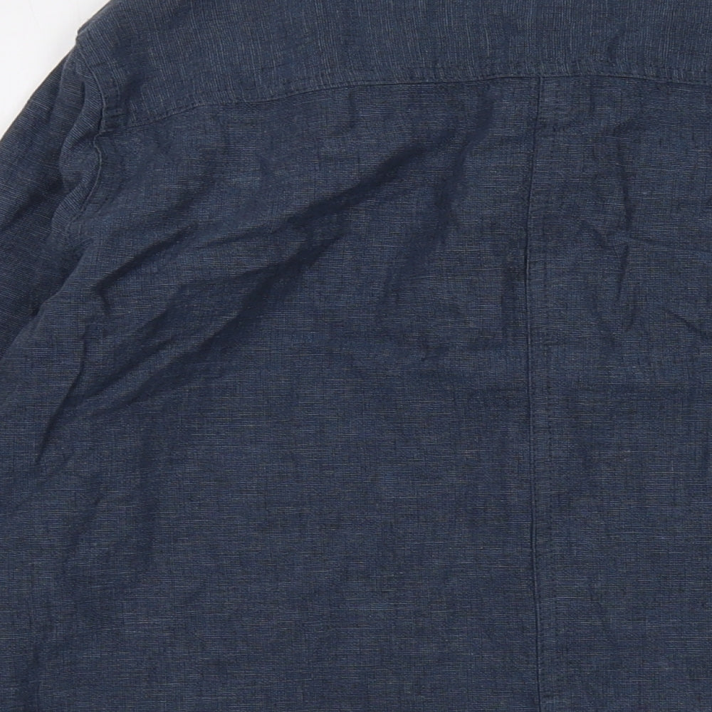 Paul Costelloe Womens Blue Linen Basic Button-Up Size 14 Collared