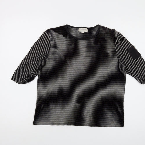 Jones New York Womens Brown Striped Cotton Basic T-Shirt Size M Round Neck