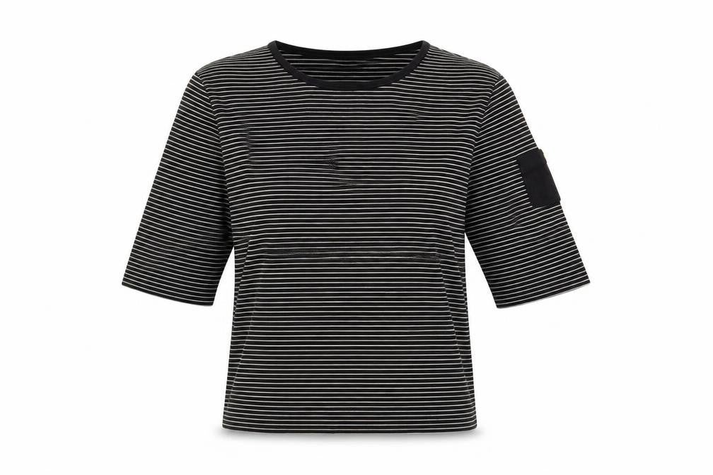 Jones New York Womens Brown Striped Cotton Basic T-Shirt Size M Round Neck