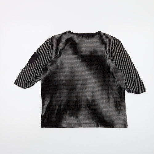 Jones New York Womens Brown Striped Cotton Basic T-Shirt Size M Round Neck